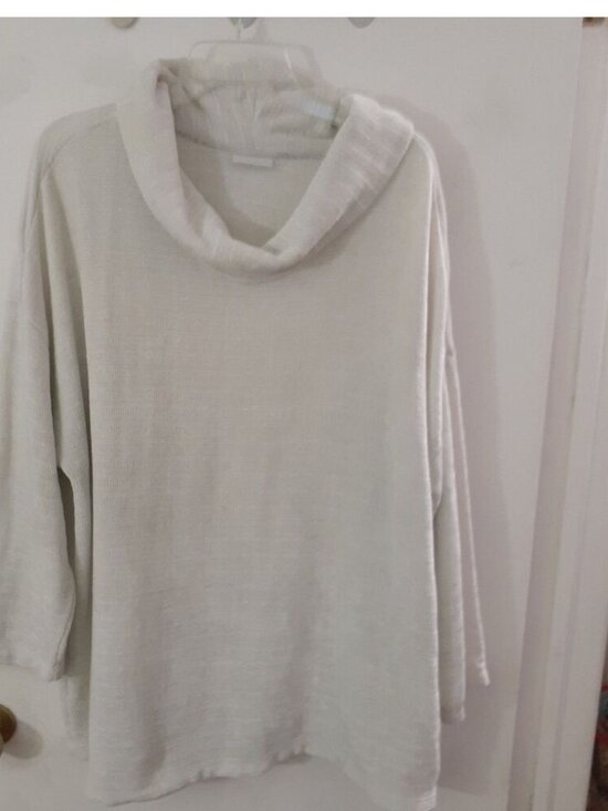 Tops - White Pale Gray Cowl Neck Velour Tunic Top Long Sleeve Top